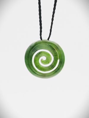 Moko Pounamu Koru NZ Genuine Kahurangi Greenstone - Waihou