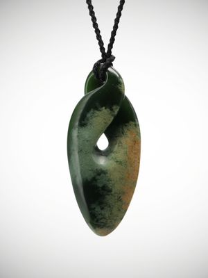 Moko Pounamu Single Pikorua Genuine  NZ Kawakawa Flower Greenstone - Ahuroa