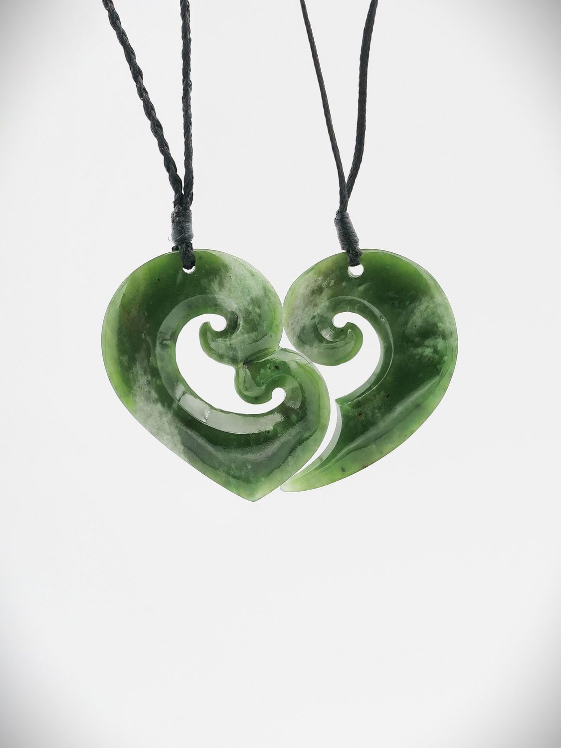 Moko Pounamu Split Heart NZ Genuine Kahotea Greenstone -  Tuahine
