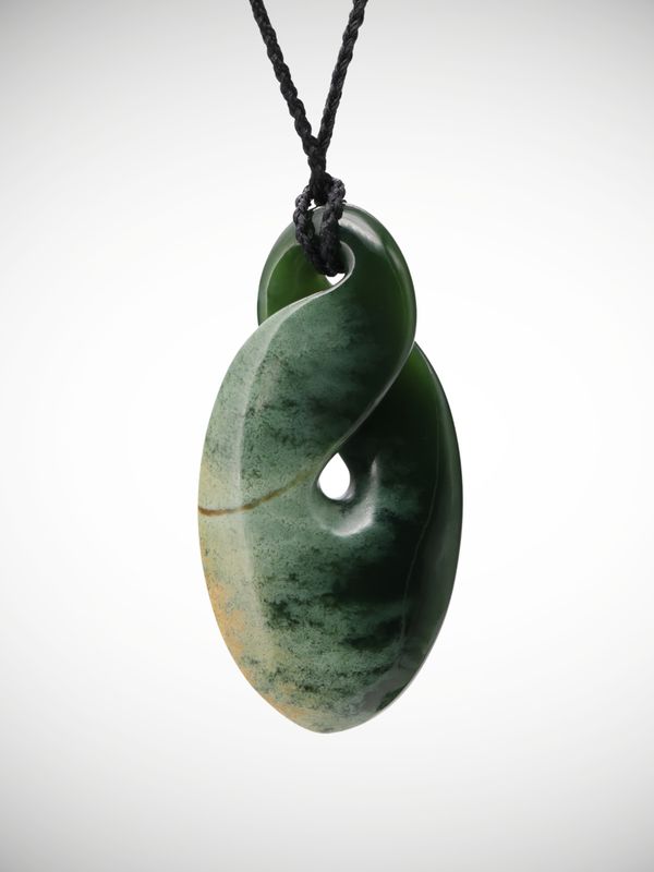 Moko Pounamu Single Pikorua Genuine  NZ Kawakawa Flower Greenstone - Auripo