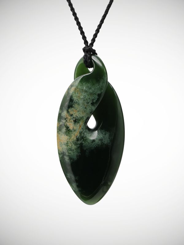 Moko Pounamu Single Pikorua Genuine  NZ Kawakawa Flower Greenstone - Aratoro