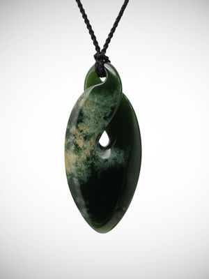 Moko Pounamu Single Pikorua Genuine  NZ Kawakawa Flower Greenstone - Aratoro