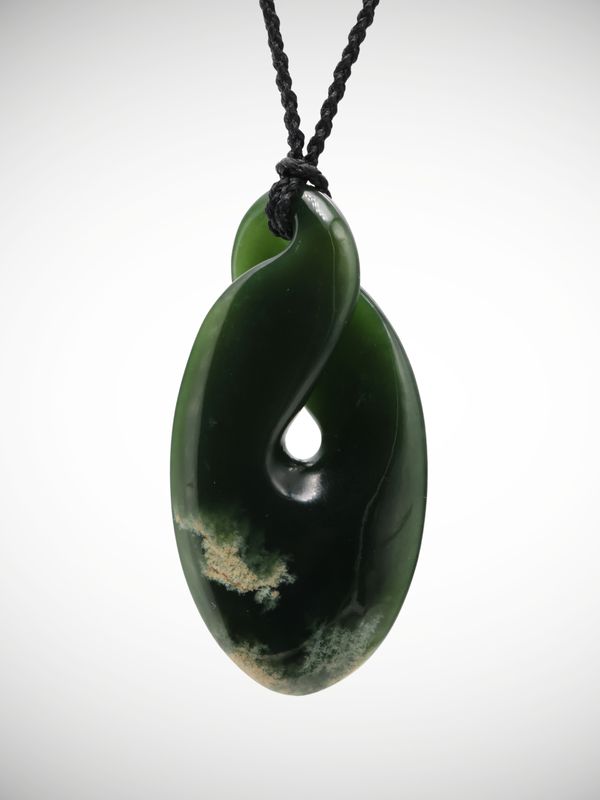 Moko Pounamu Single Pikorua Genuine  NZ Kawakawa Flower Greenstone - Aukati