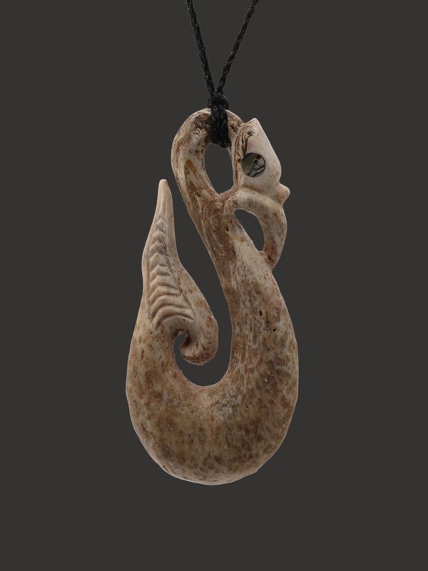 Moko Pounamu Manaia Genuine Whale Bone Carving - Aoroa