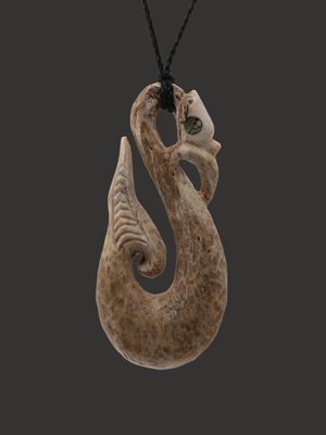 Moko Pounamu Manaia Genuine Whale Bone Carving - Aoroa Moko Pounamu Manaia Genuine Whale Bone Carving - Aoroa