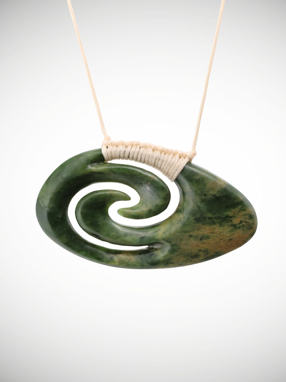 Moko Pounamu Double Koru Genuine NZ Marsden Flower Greenstone - Arapae
