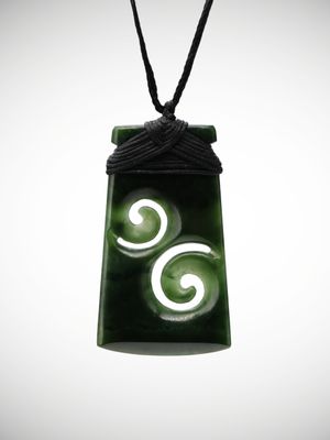 Moko Pounamu Toki Koru Genuine NZ Kawakawa Greenstone - Arapae