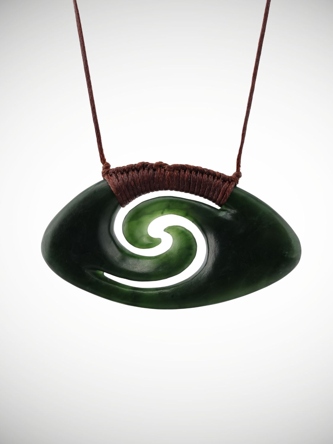 Moko Pounamu Double Koru Genuine NZ Kawakawa Greenstone - Arataha