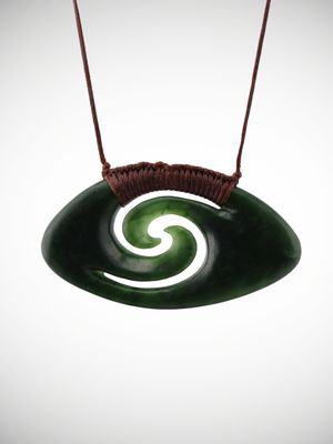 Moko Pounamu Double Koru Genuine NZ Kawakawa Greenstone - Arataha Moko Pounamu Double Koru Genuine NZ Kawakawa Greenstone - Arataha