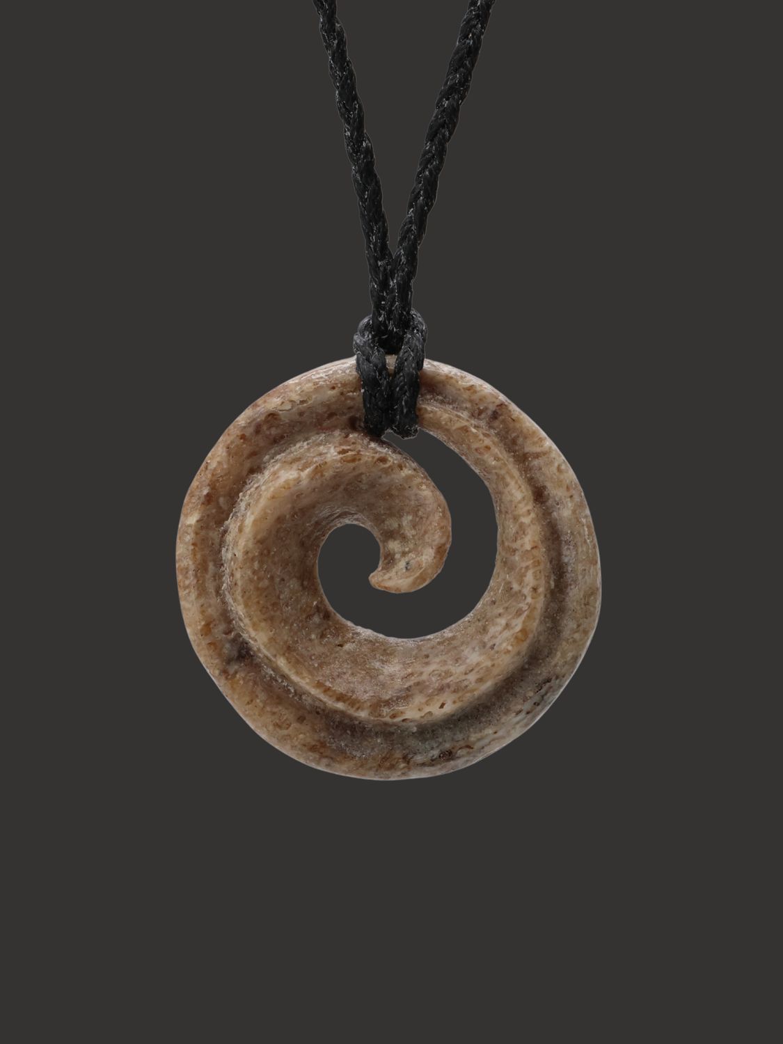 Moko Pounamu Koru Genuine Whale Bone Carving - Arapae