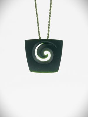 Moko Pounamu Koru NZ Genuine Kawakawa Greenstone - Tapawera