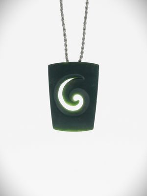 Moko Pounamu Koru NZ Genuine Kawakawa Greenstone - Matawai