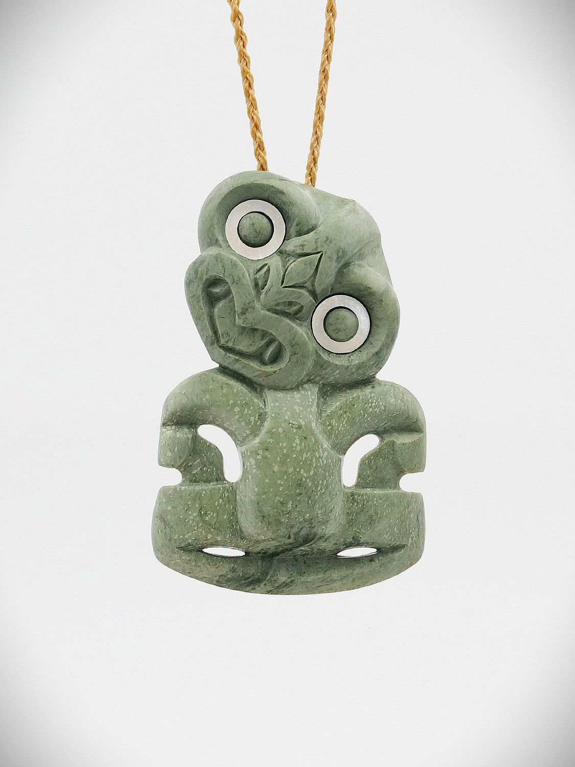 Moko Pounamu Hei Tiki NZ Genuine Te Tau Ihu Kokopu Greenstone - Waituhi