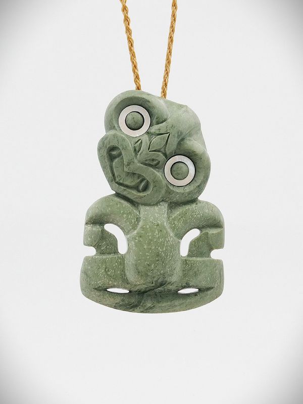 Moko Pounamu Hei Tiki NZ Genuine Te Tau Ihu Kokopu Greenstone - Waituhi