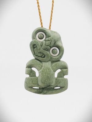 Moko Pounamu Hei Tiki NZ Genuine Te Tau Ihu Kokopu Greenstone - Waituhi