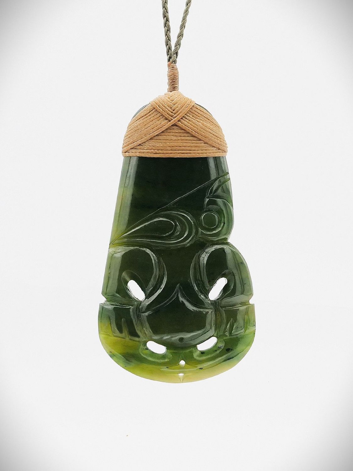 Moko Pounamu Hei Tiki Manaia NZ Genuine Kawakawa - Anaura