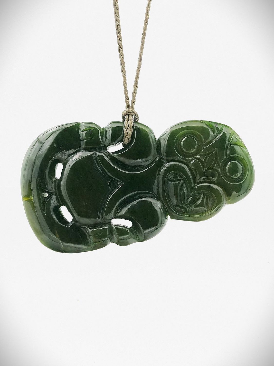 Moko Pounamu Hei Tiki Genuine NZ Kawakawa Greenstone - Matar