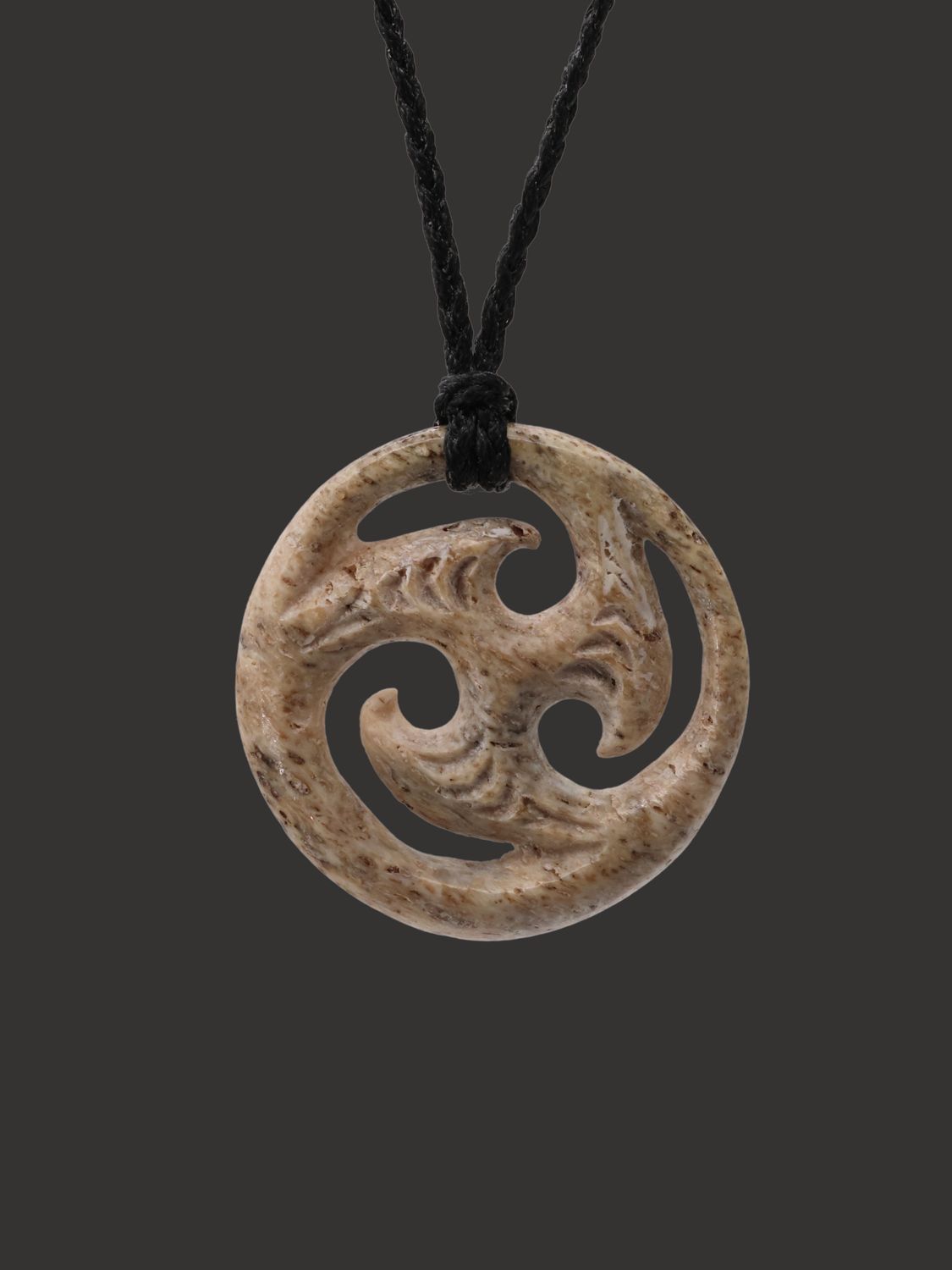 Moko Pounamu Contemporary Design Genuine Whale Bone Carving - Arapuni