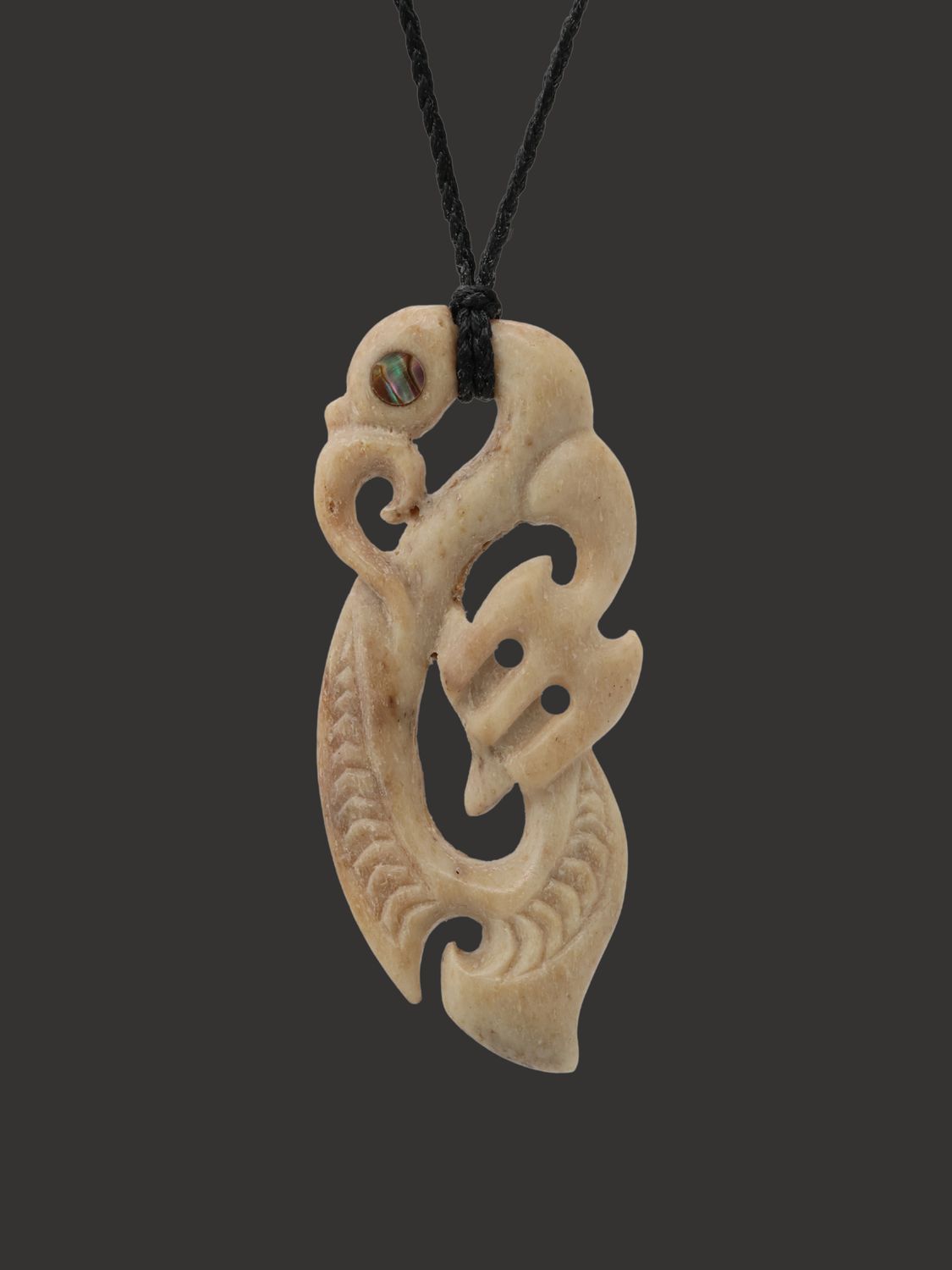 Moko Pounamu Manaia Genuine Whale Bone Carving - Arapohue
