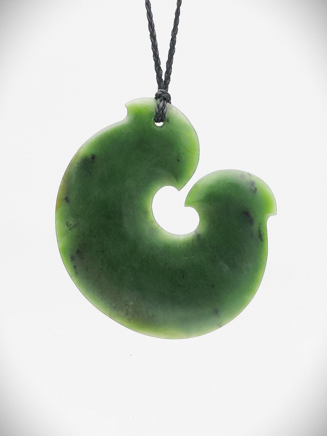 Moko Pounamu Hei Matau (Hook) NZ Genuine Kawakawa Greenstone - Papanui