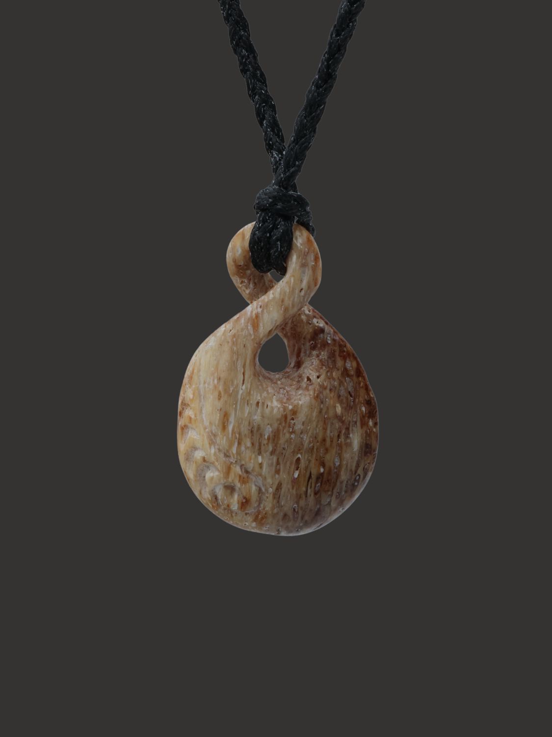Moko Pounamu Pikorua (Twist) Genuine Whale Bone Carving - Ararimu