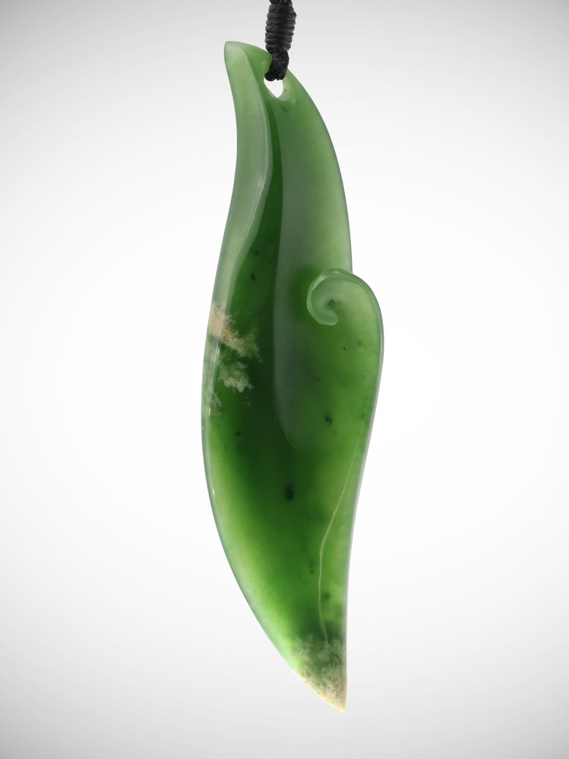 Moko Pounamu Artistic Leaf Genuine NZ Kahurangi Flower Greenstone - Awakino