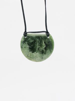 Moko Pounamu Kouma (Breastplate) NZ Genuine Kawakawa Flower Greenstone - Omawete