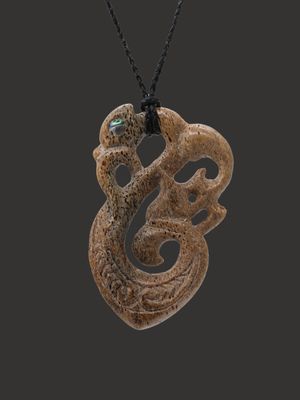 Moko Pounamu Manaia Genuine Whale Bone Carving - Houpoto