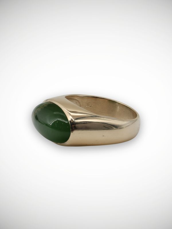 Moko Pounamu Genuine NZ Kahurangi Flower Greenstone & 9ct Gold Ring - Eketahuna