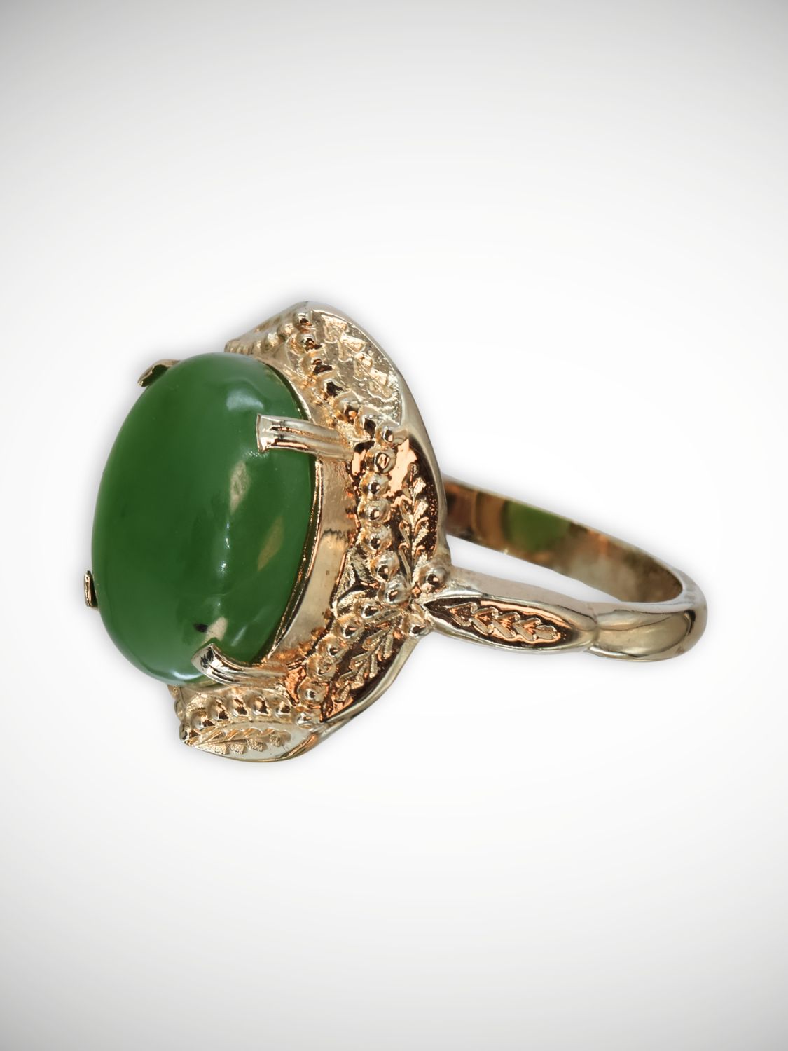 Moko Pounamu Genuine NZ Kahurangi Greenstone & 9ct Gold Ring - Haunui