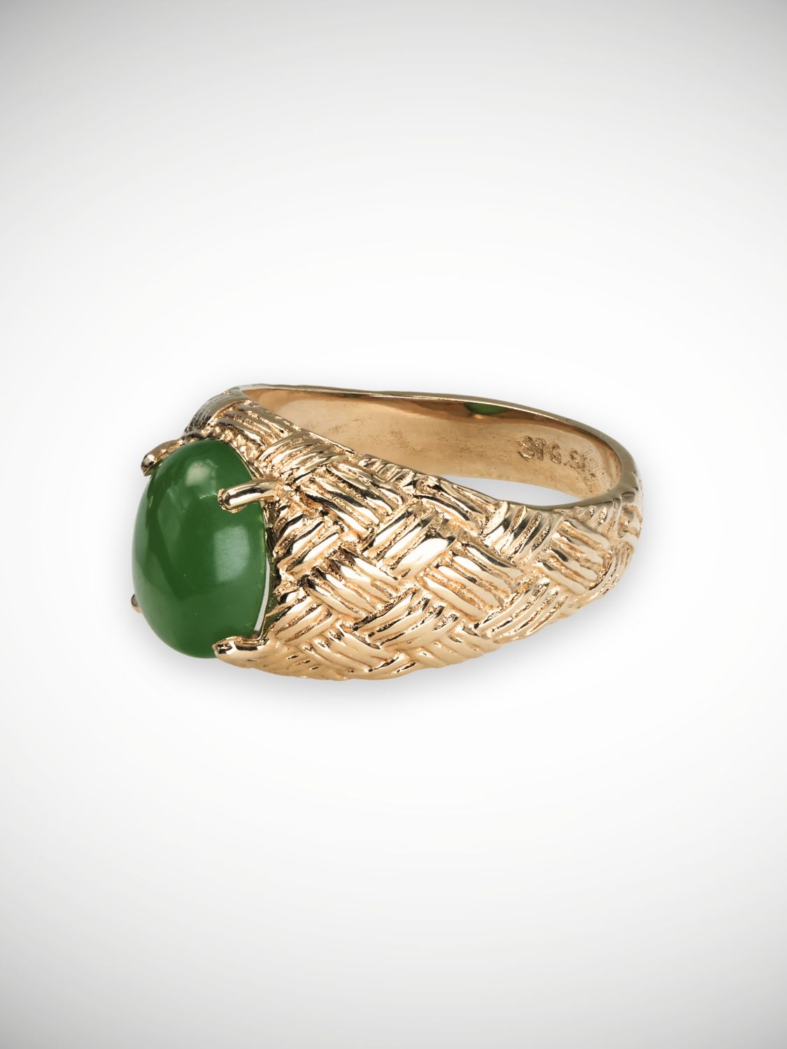 Moko Pounamu Genuine NZ Kahurangi Greenstone & 9ct Gold Ring - Ikawai