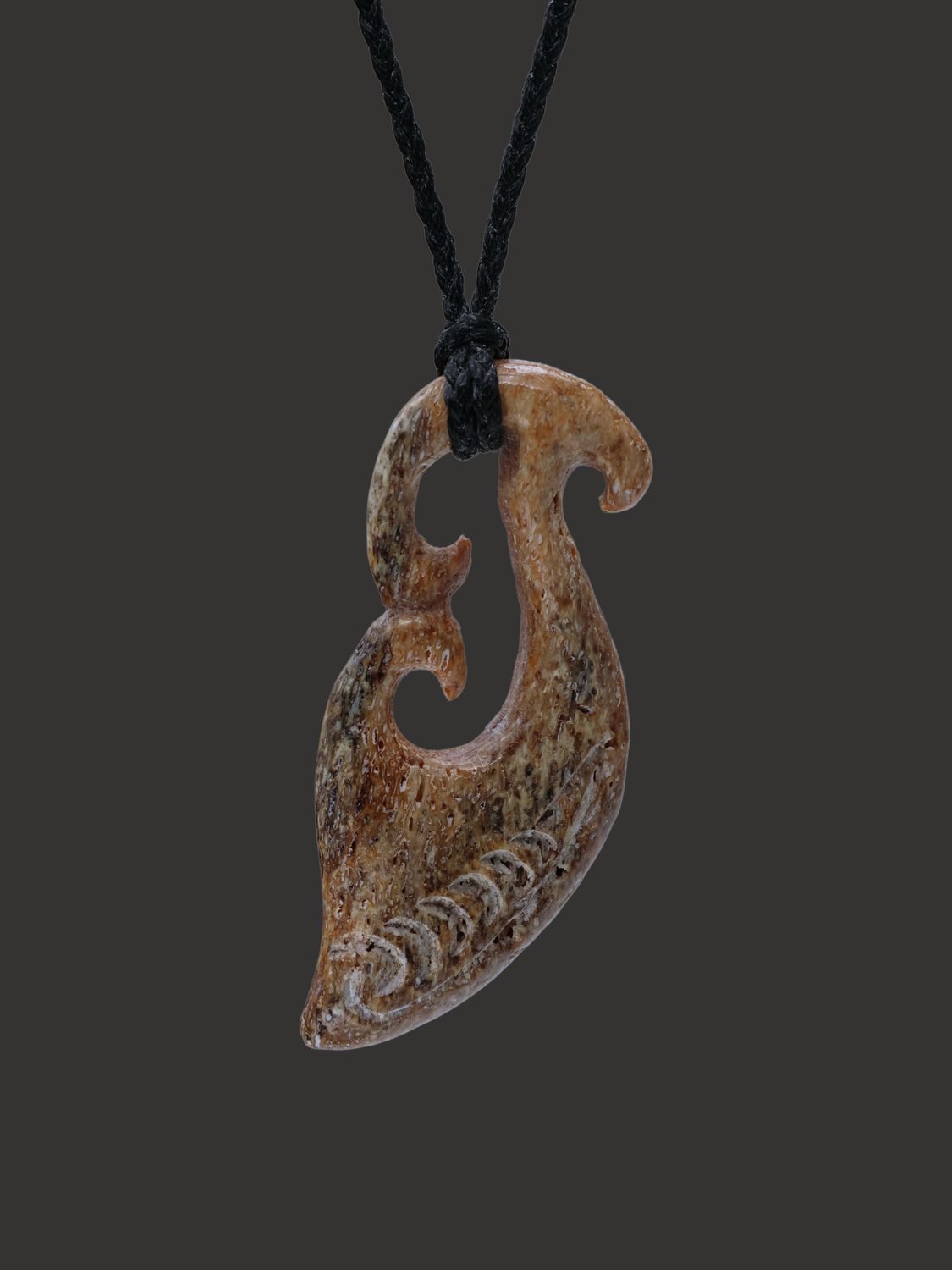 Moko Pounamu Contemporary Pendant Genuine Whale Bone Carving - Auroa