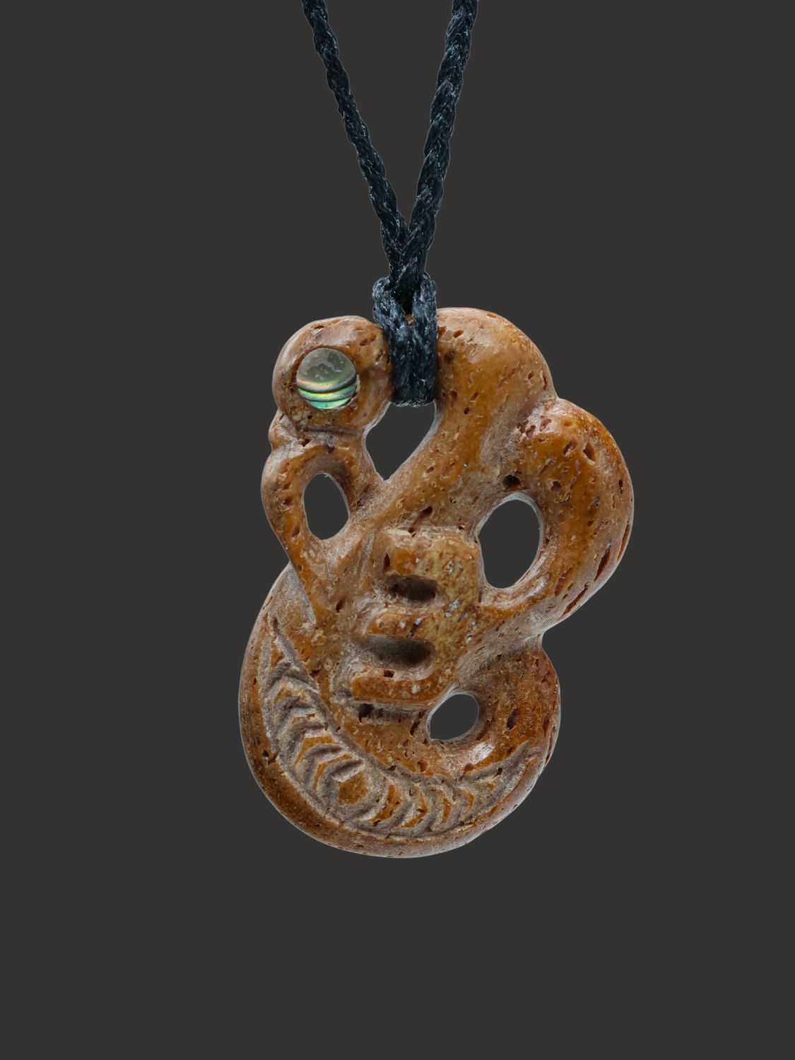 Moko Pounamu Manaia Genuine Whale Bone Carving - Awaiti