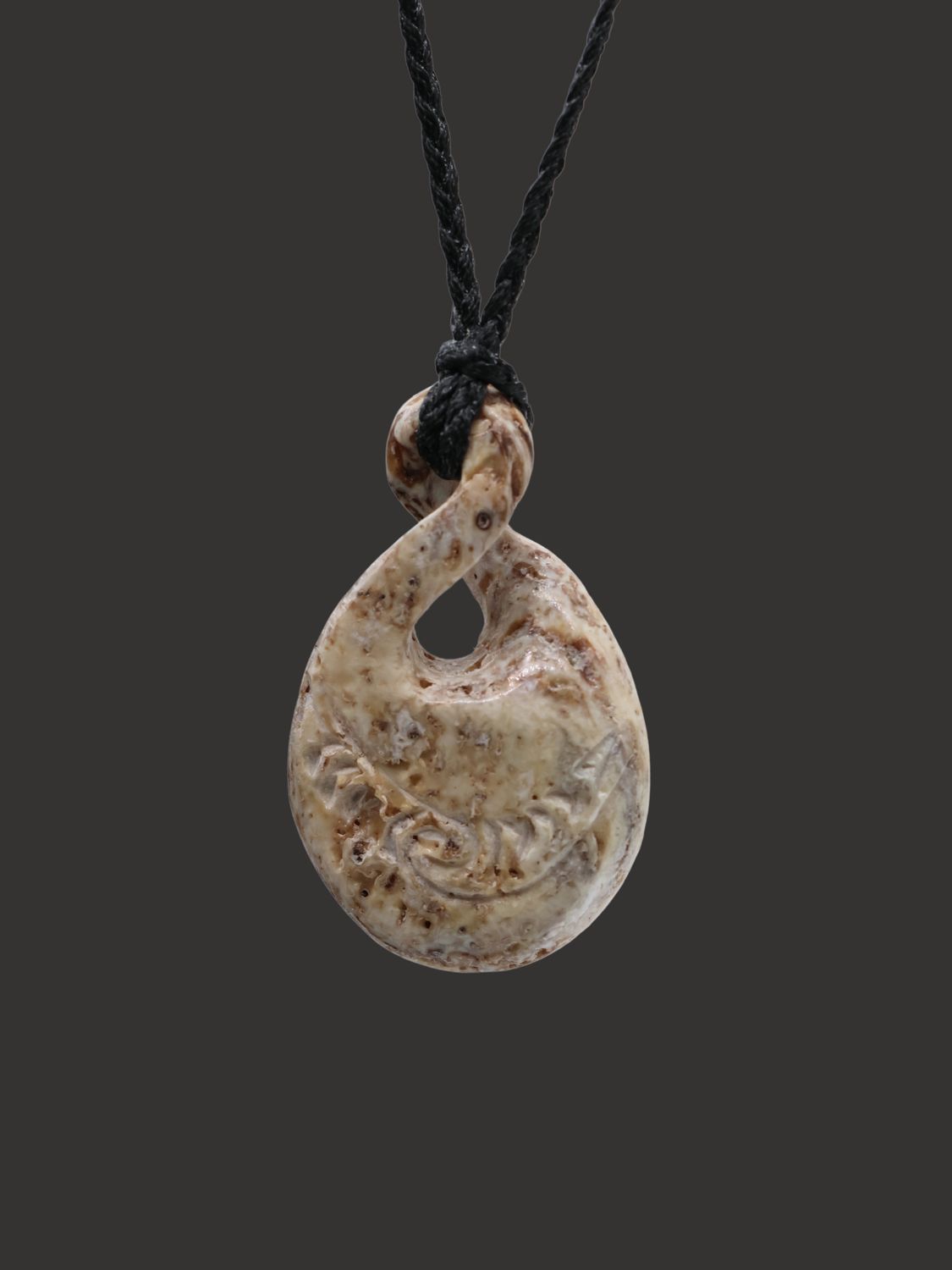 Moko Pounamu Pikorua (Twist) Genuine Whale Bone Carving - Auripo