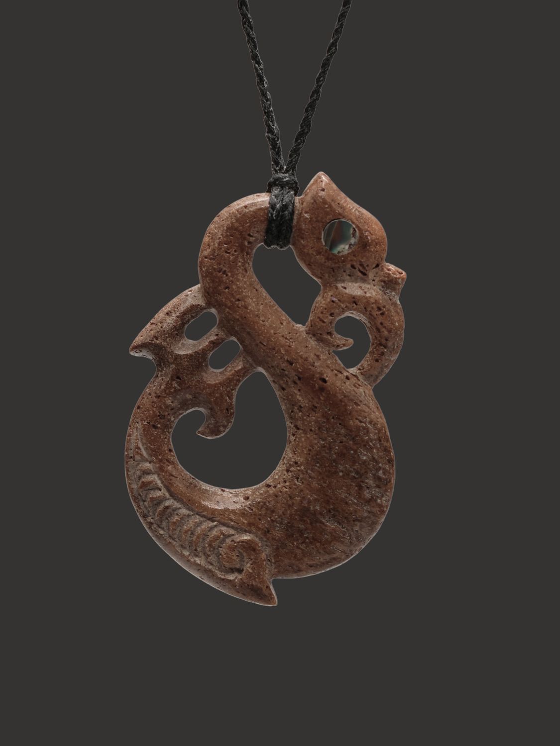 Moko Pounamu Manaia Genuine Whale Bone Carving - Awa