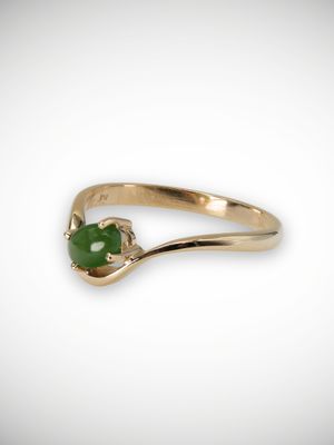 Moko Pounamu Genuine NZ Kahurangi Greenstone & 9ct Gold Ring - Kaiata