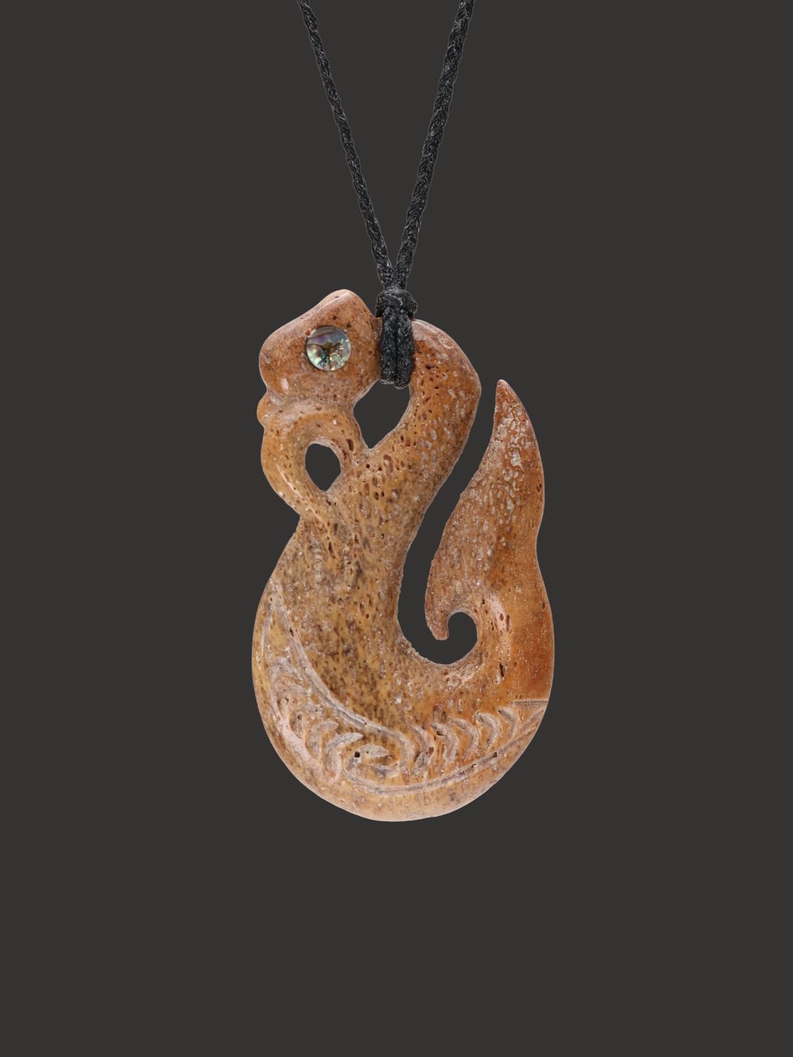 Moko Pounamu Manaia Genuine Whale Bone Carving - Awahohonu