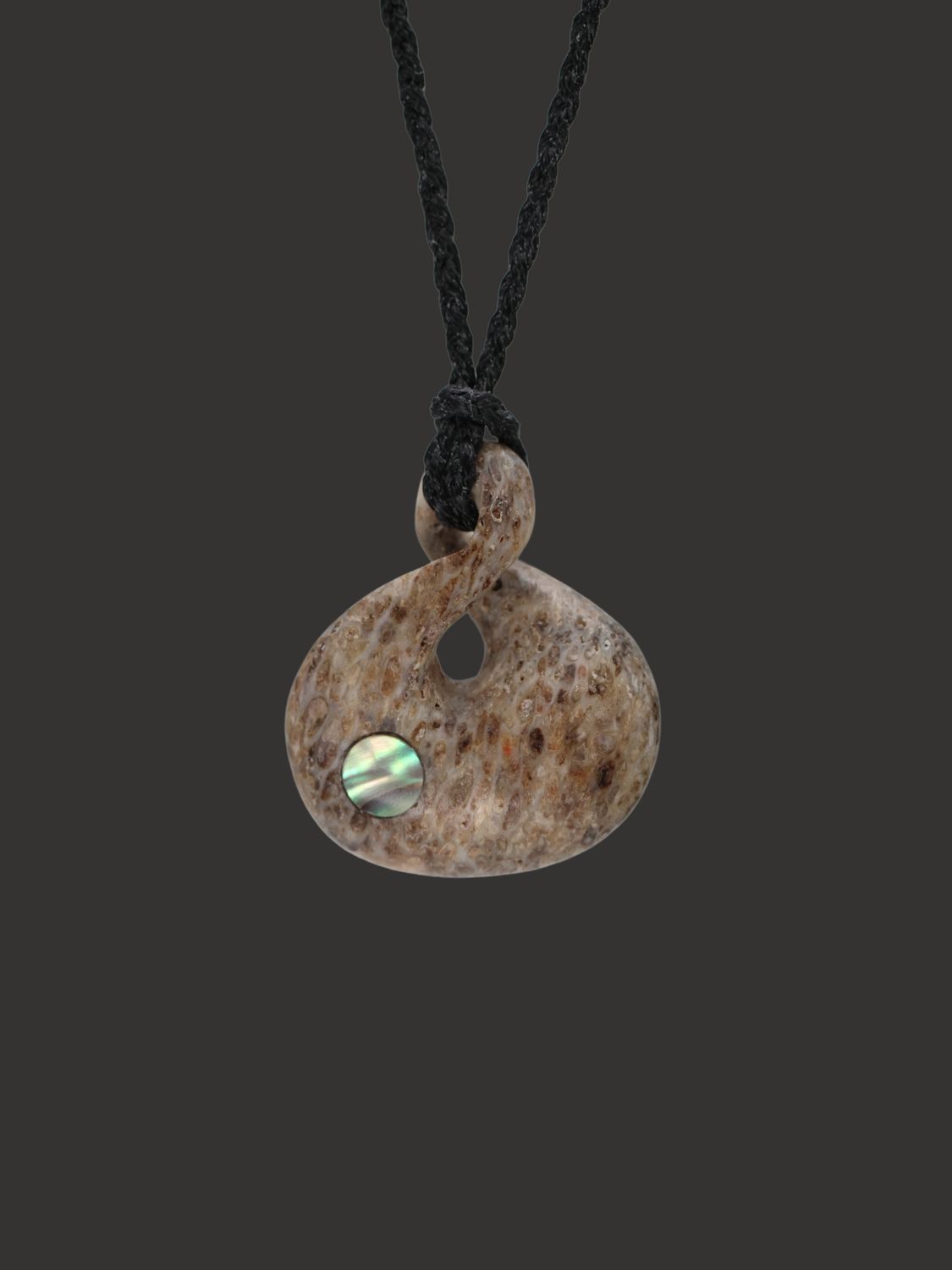 Moko Pounamu Pikorua (Twist) Genuine Whale Bone Carving - Aratika