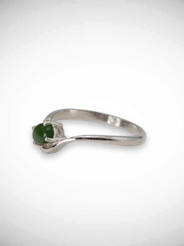 Moko Pounamu Genuine NZ Kahurangi Greenstone & Sterling Silver Ring - Awatoto