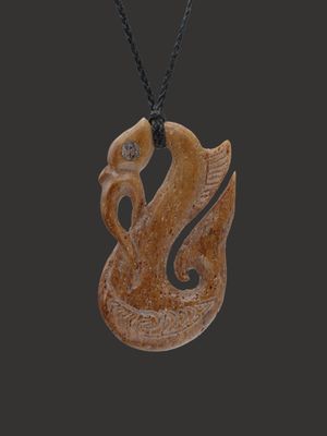 Moko Pounamu Manaia Genuine Whale Bone Carving - Hurimoana