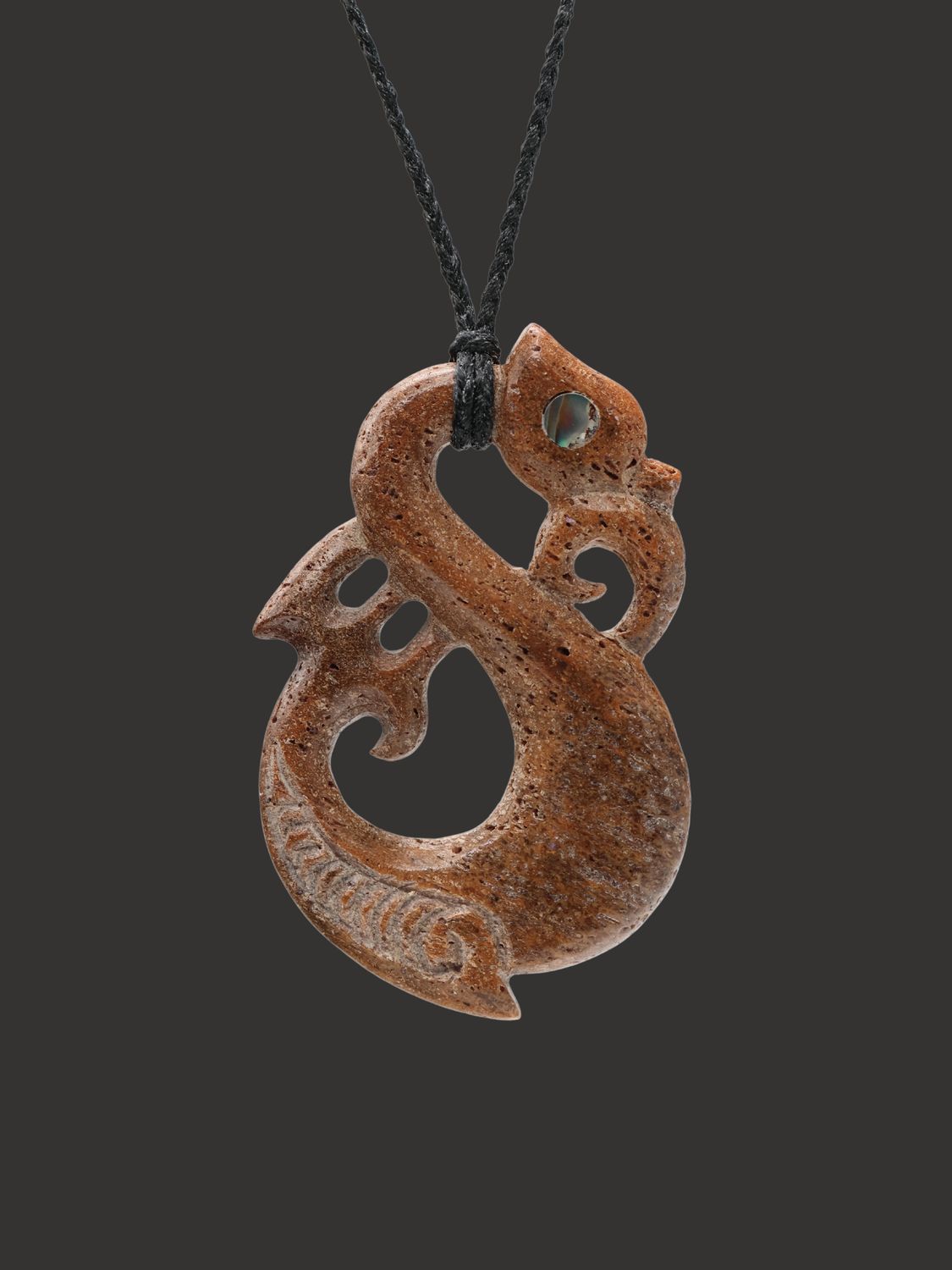 Moko Pounamu Manaia Genuine Whale Bone Carving - Awa