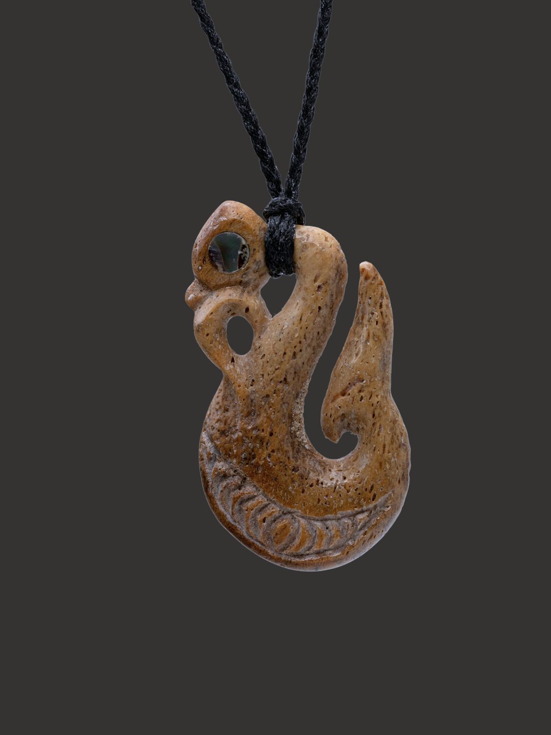 Moko Pounamu Manaia Genuine Whale Bone Carving - Pukehore