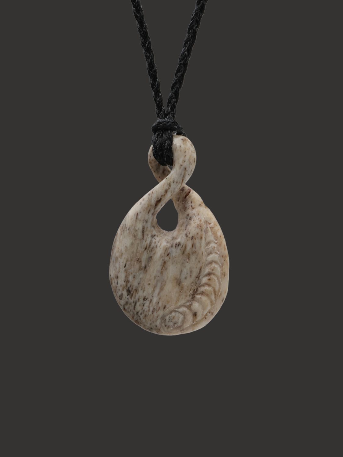 Moko Pounamu Pikorua (Twist) Genuine Whale Bone Carving - Kaharoa