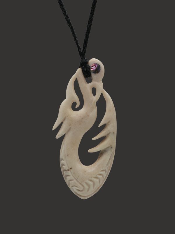 Moko Pounamu Manaia Genuine Whale Bone Carving - Kaihiku