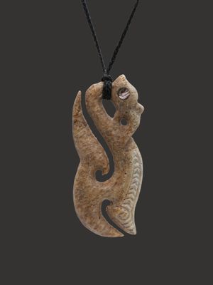 Moko Pounamu Manaia Genuine Whale Bone Carving - Kaihinu
