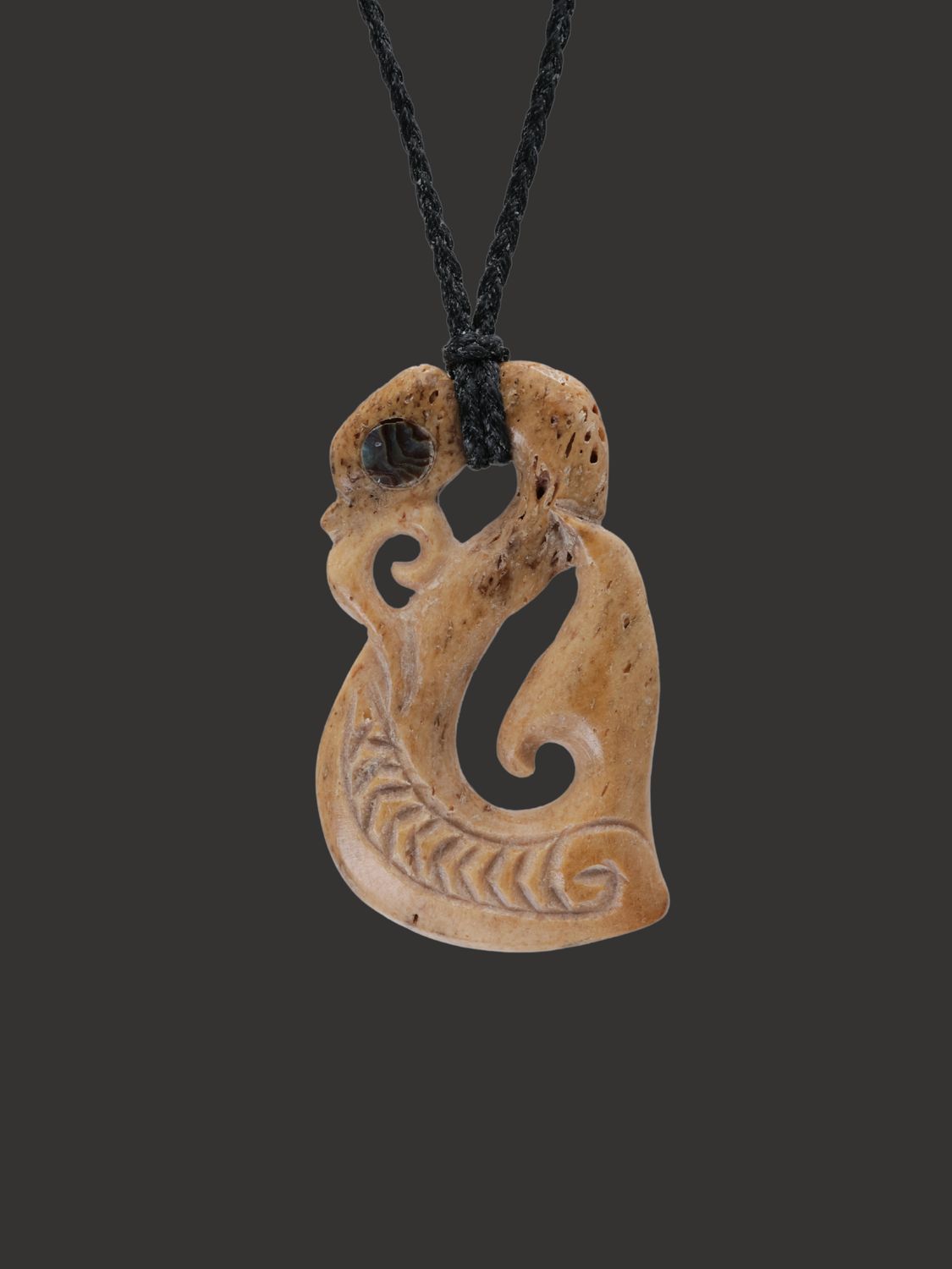 Moko Pounamu Manaia Genuine Whale Bone Carving - Waikawa