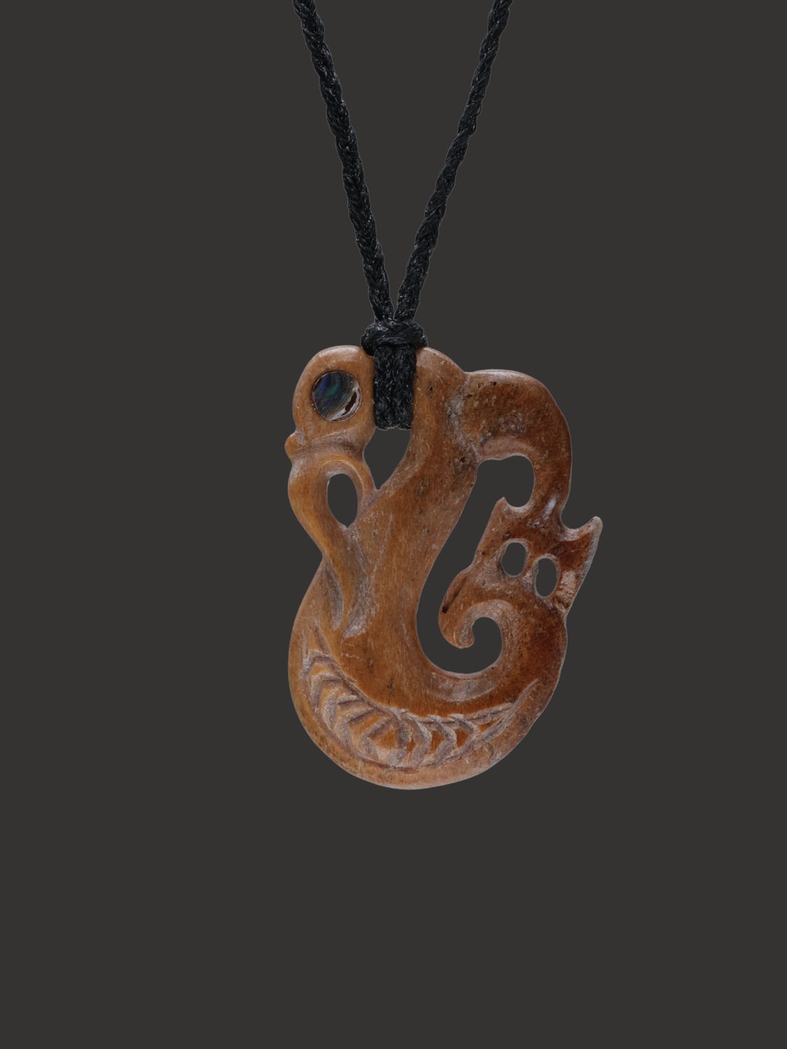 Moko Pounamu Manaia Genuine Whale Bone Carving - Kaimai