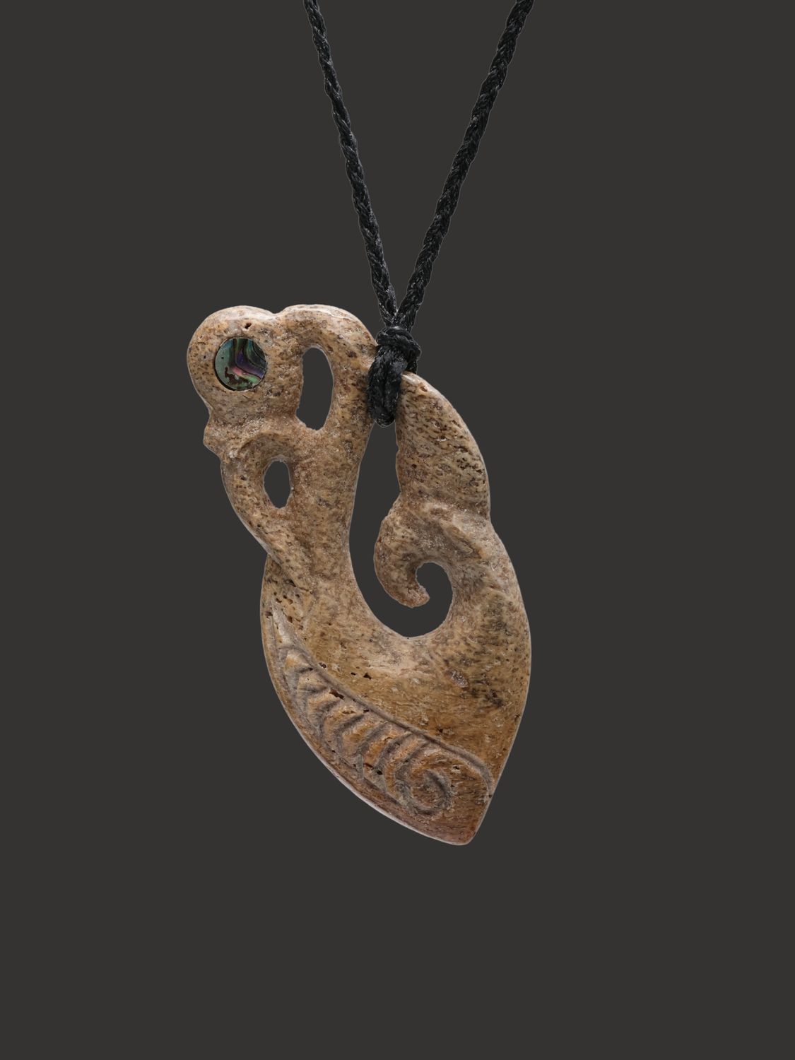 Moko Pounamu Manaia Genuine Whale Bone Carving - Kaikoura