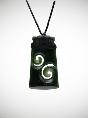 Moko Pounamu Toki Koru Genuine NZ Kawakawa Greenstone - Hukanui