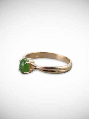 Moko Pounamu Genuine NZ Kahurangi Greenstone & 9ct Gold Ring - Kaihiku